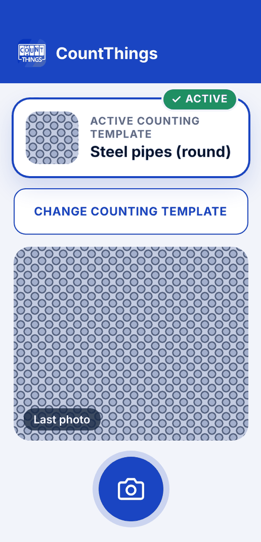 CountThings home screen showing the active counting template